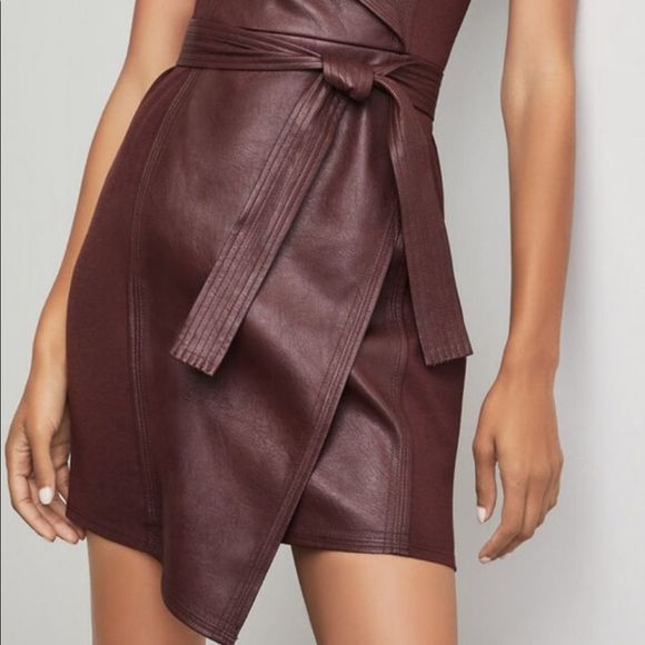 BCBGMaxAzria Layla Asymmetrical Dress Faux Leather - Picture 8 of 16